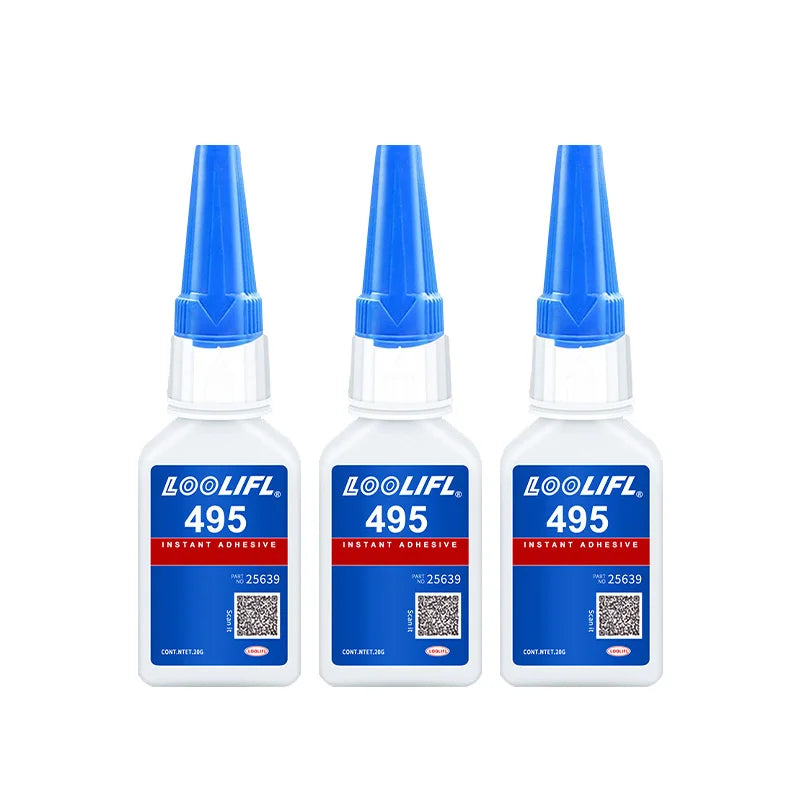 495 super strong glue, transparent and non-yellowing in 5 seconds, waterproof, suitable for metals, ceramics, wood and plastics.