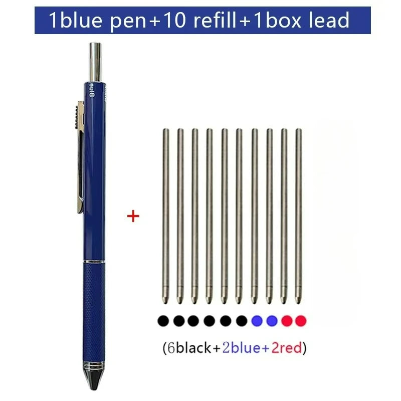 Metal Multicolor Pen 4 In 1 Gravity Sensor Ballpoint Pen 3 Colors Ball Pen and 1 Mechanical Pencil Office School Stationery Gfit
