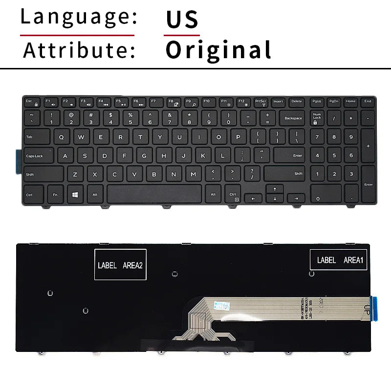 US keyboard For Dell Inspiron 15 5000 5758 5543 5548 5542 5552 5759 5551 5755 5555 5558 5557 5559 5577 5576 5748 5749 5545 5547