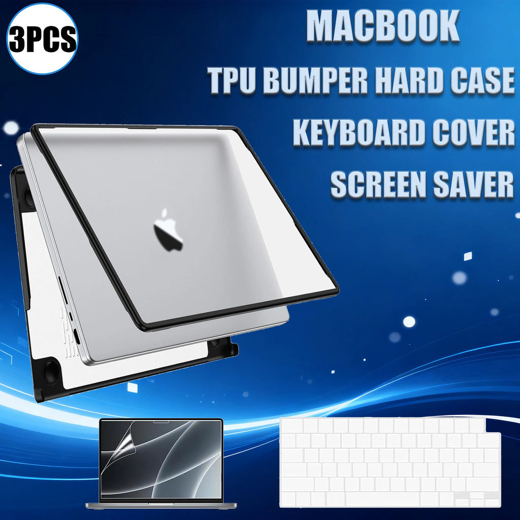 TPU Bumper Case Compatible With MacBook Pro 14 16 inch Case M4 M3 M2 M1 Pro/Max,  Anti-Cracking Case For MacBook Air 13 15''