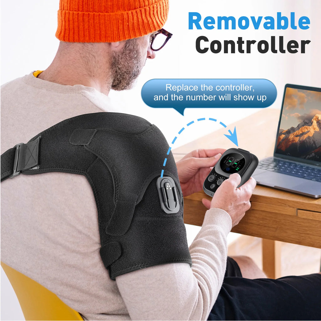 Electric Shoulder Brace for Men & Women, Shoulder Heated Pad Support Mobile Control, Relax Muscles Promote Blood Circulation