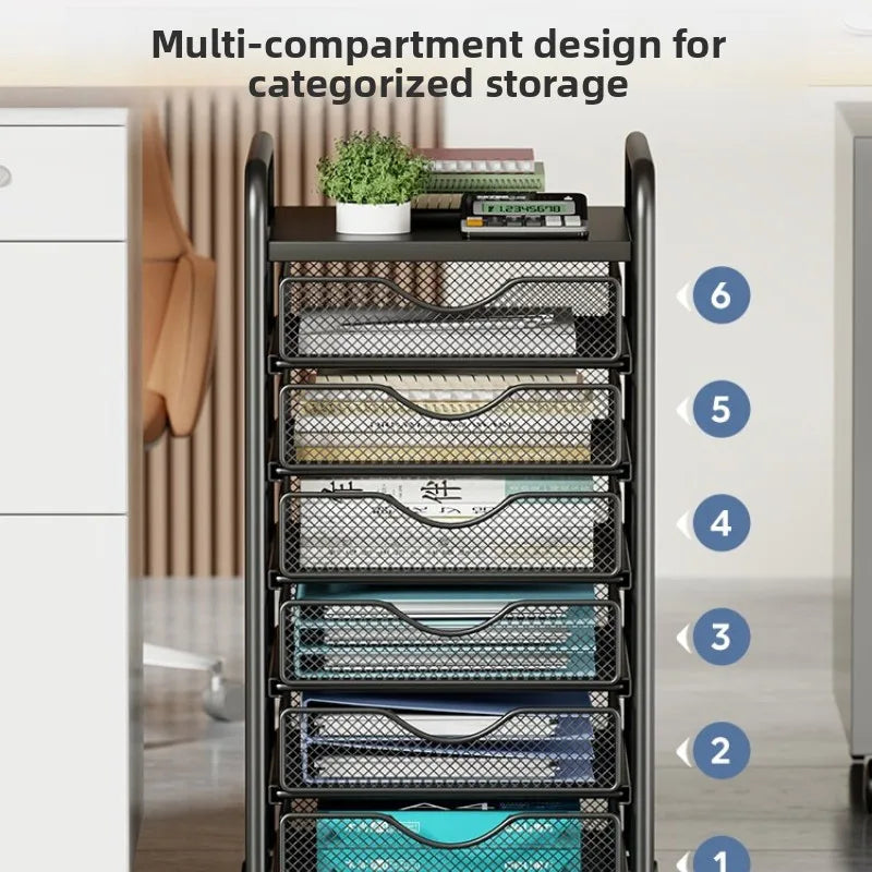Simple Metal Storage Rack Under Desk Large Capacity Organizer Mobile Rolling Cart with Drawers Multi Layer Office File Cabinet