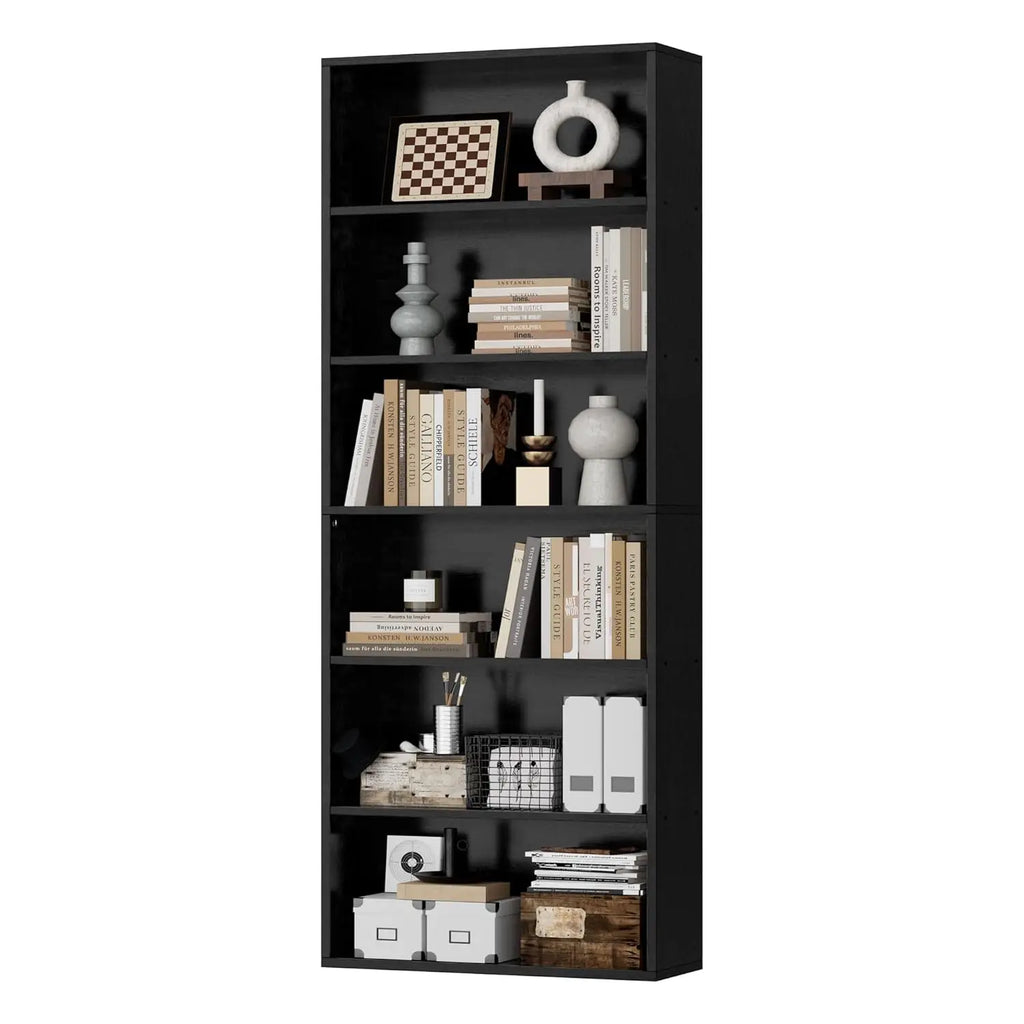 6 Tier Narrow Tall Bookshelf Vertical Slim Storage Unit Display Shelf For Home Office Living Room Bedroom Black, Customized