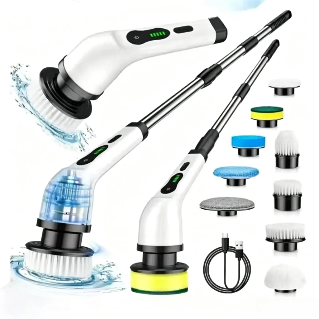9 In 1 Electric Spin Scrubber Cordless Waterproof Cleaning Brush Tile Floor Tub Bathroom Kitchen Household Washing Accessory
