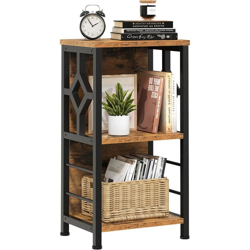-Small Bookshelf, 3 Tier Farmhouse Bookshelf With Storage,Short Bookshelf For Small Spaces,Mini Shelf Stand,Open Bookcase