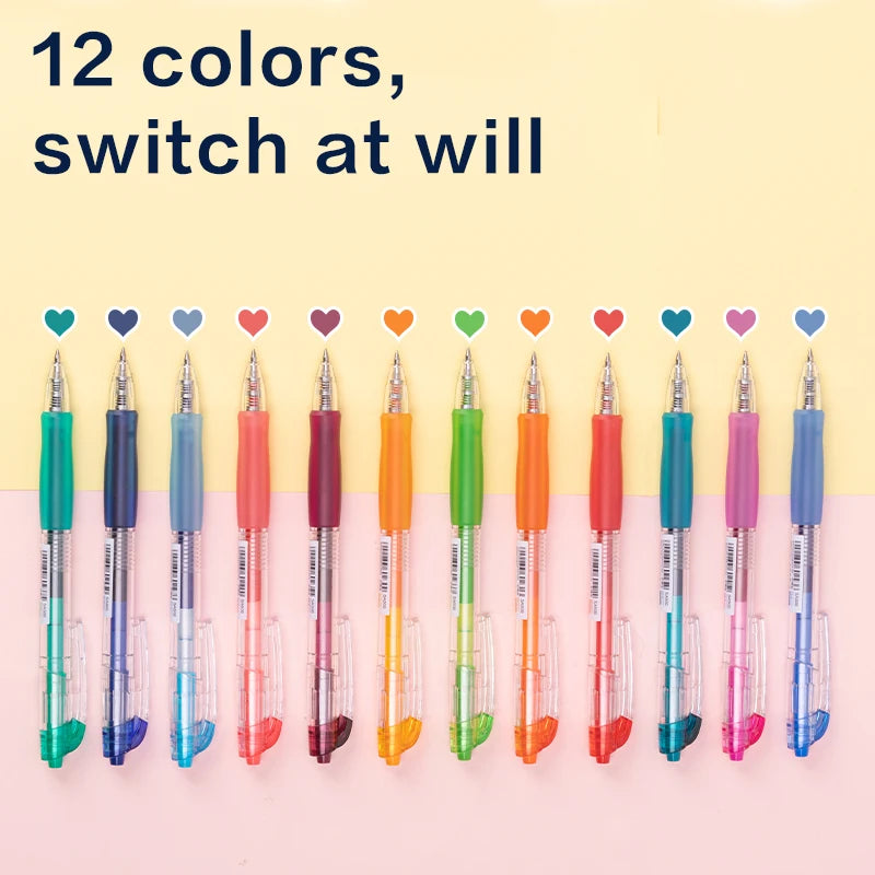 Deli 6/12 Color Gel Pen Set 0.5mm Journal Marking Pens for Planning Drawing & School Supplies Smooth Writing Gel Ink Pens