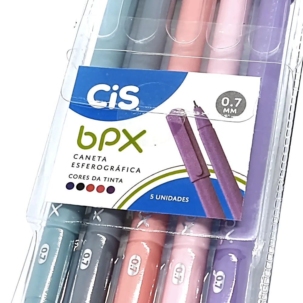 Estojo Caneta Esferográfica BPX CiS 0.7mm - 5 Cores