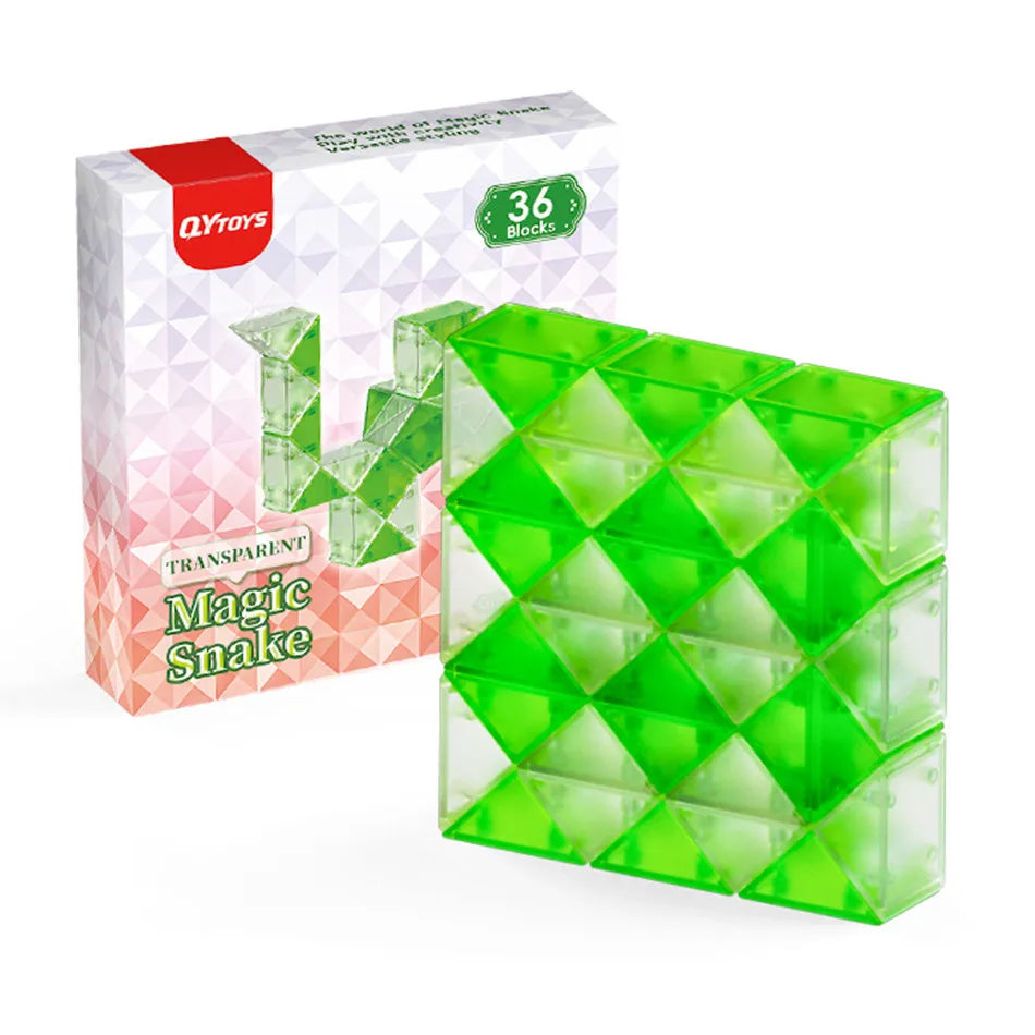 QiYi Magic Ruler Crystal Clear Glass Color 24/36/48/60/72 Segments cubo magico Snake Twist Cube Educational Toy For Kids Gift