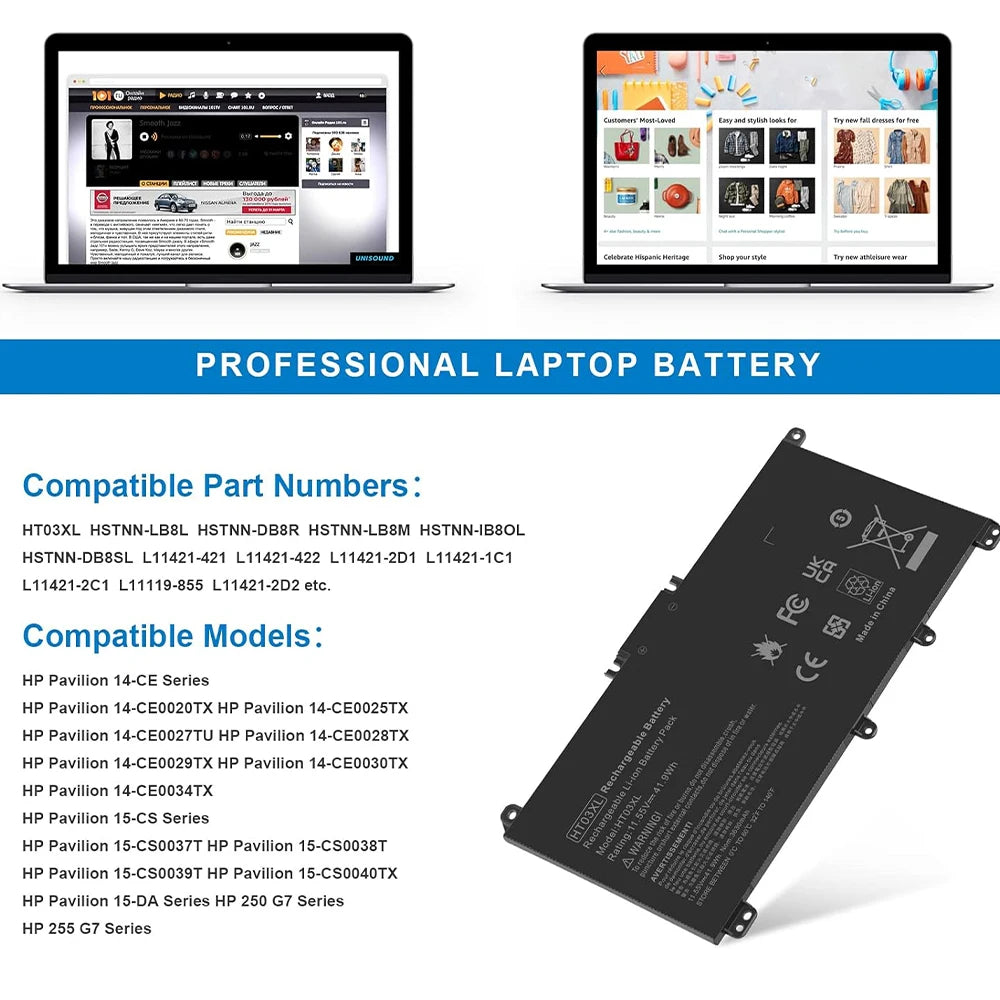 HT03XL L11119-855 Laptop Battery Replacement for HP Pavilion 14 15 17 15-CS 15-DA 15-DB 15-DW Series 15-CS0053CL 15-DW0033NR