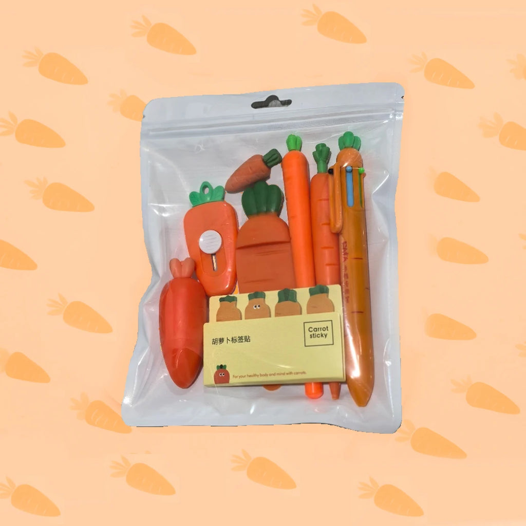 Carrot Stationery Set 8-in-1 Creative Funny Aesthetic School Stationery Material