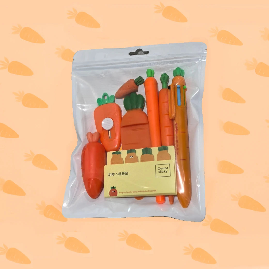 Carrot Stationery Set 8-in-1 Creative Funny Aesthetic School Stationery Material