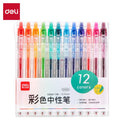 Deli 6/12 Color Gel Pen Set 0.5mm Journal Marking Pens for Planning Drawing & School Supplies Smooth Writing Gel Ink Pens