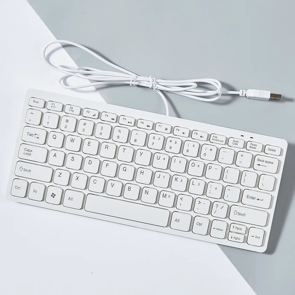 Plug Play USB Wired Keyboard Mute Slim Replaceable Keyboard Lightweight 78 Keys Keyboard Desktop Computer