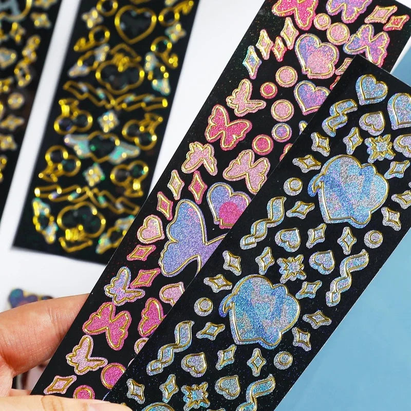 8 Designs 1 Pc/bag Ins Style Shining Phnom Penh Series Pvc Glitter Bronzing Hand Account DIY Decor Collage Material Stickers