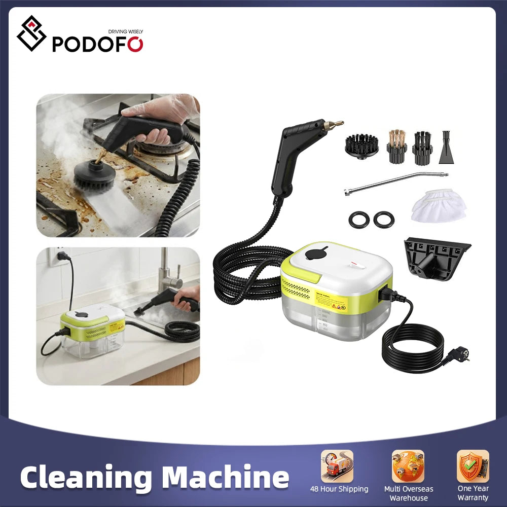 Podofo 2200W Handheld Steam Cleaner With 1.2L Water Tank High Temp Steam Cleaner Dirt, Grime Cleaning Machine For Kitchens, Windows, Bathrooms, Cars