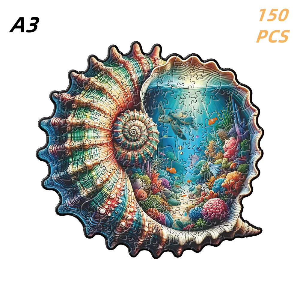 Seashell Wooden Puzzle for Adults Game Whimsy Coastal Ocean Decor Wood Jigsaw Art  Puzzle Board Educational Christmas Gifts Toys