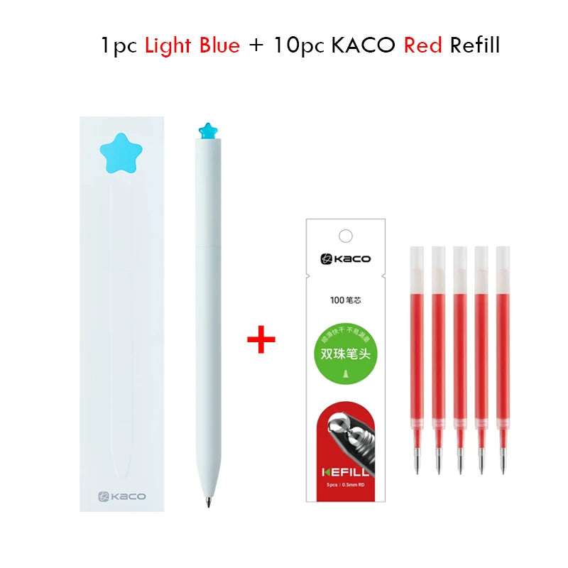 KACO Kawaii Rotate Gel Pen канцелярия 0.5MM Black Ink Fluent Writing Canetas High Capacity Boligrafo School Office Stationery