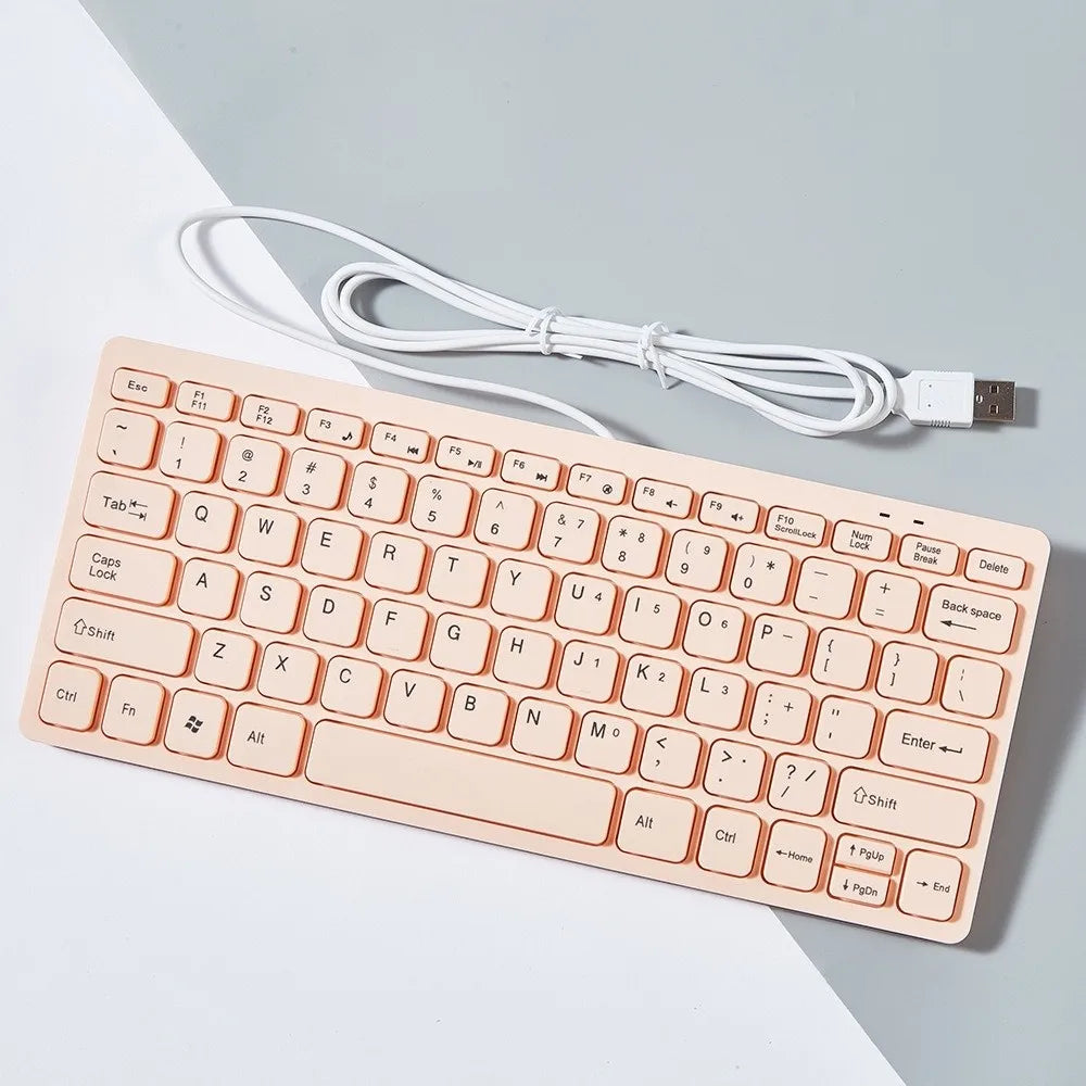 Plug Play USB Wired Keyboard Mute Slim Replaceable Keyboard Lightweight 78 Keys Keyboard Desktop Computer