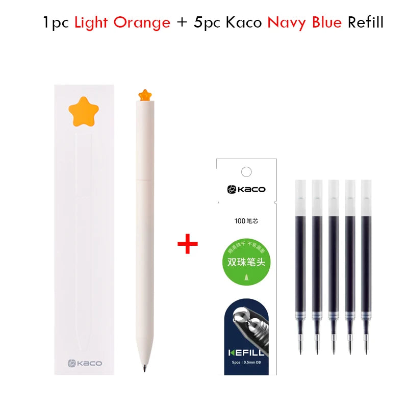 KACO Kawaii Rotate Gel Pen канцелярия 0.5MM Black Ink Fluent Writing Canetas High Capacity Boligrafo School Office Stationery