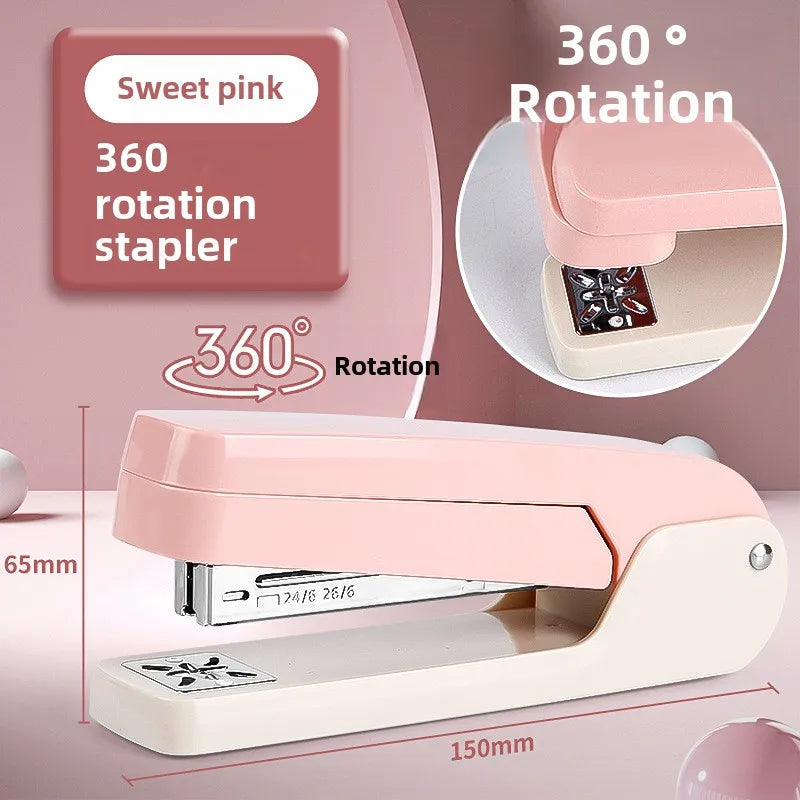 1pc 360° Rotatable Stapler with Staple Remover, Heavy Duty Stapling Machine for Home Office, Large Capacity & Strong Clutch