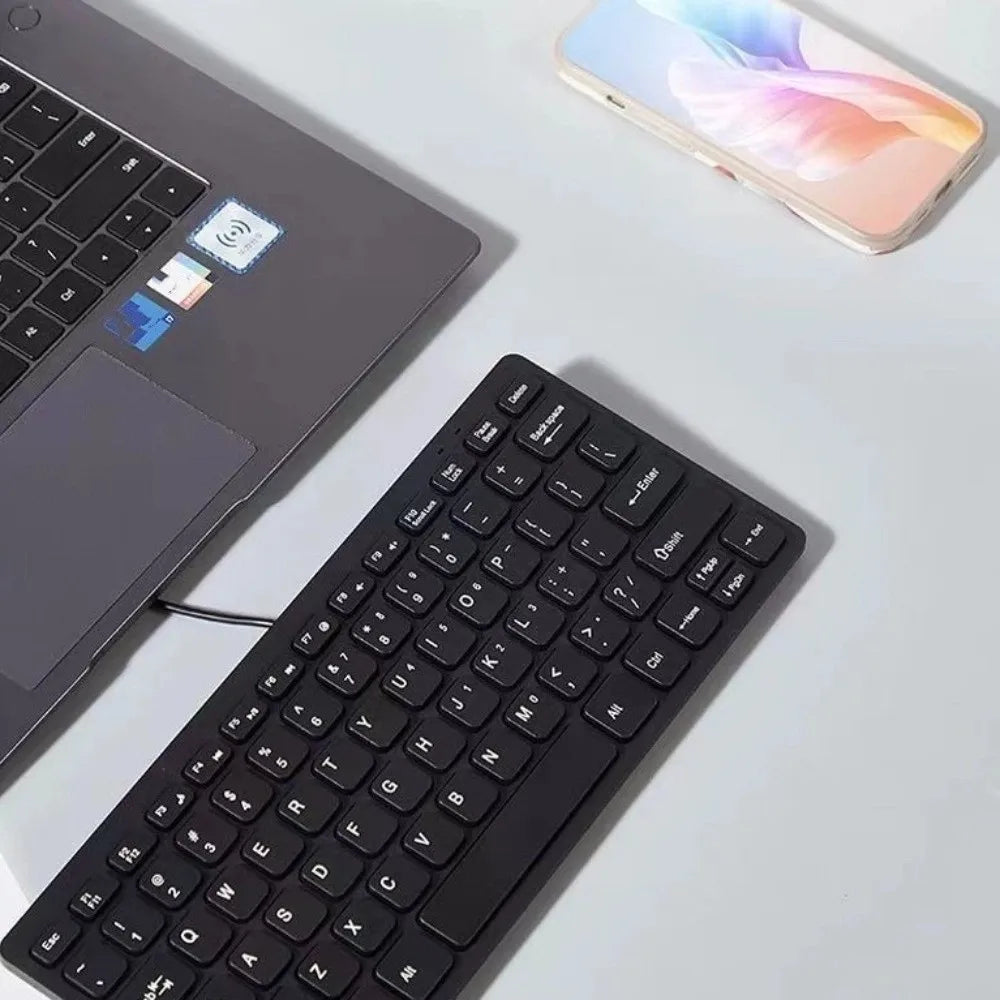 Plug Play USB Wired Keyboard Mute Slim Replaceable Keyboard Lightweight 78 Keys Keyboard Desktop Computer