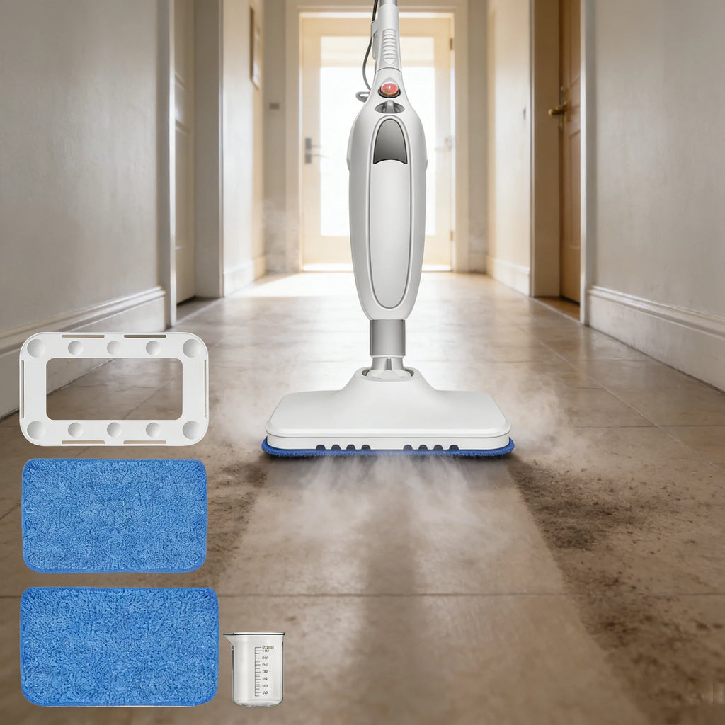 1500 W electric hot steam mop, versatile hand steam cleaner with 2 washable microfiber cloths