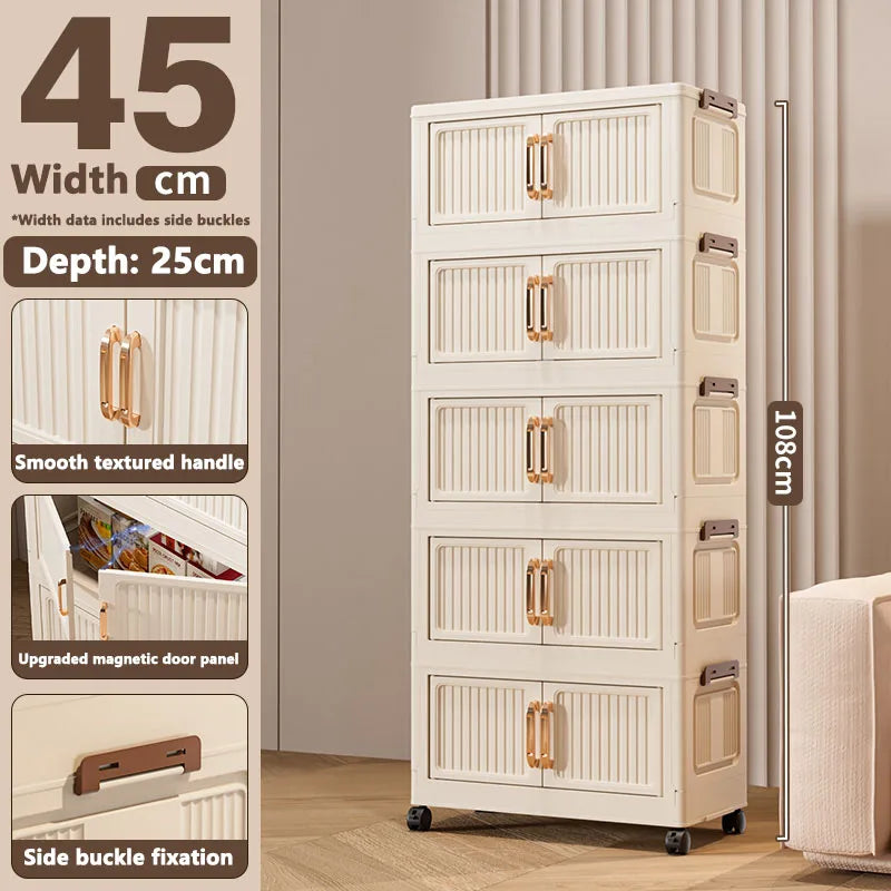 Thickened MultiFunctional Storage Cabinet with Double Doors for Home Living Room Multiple Layers Room Organizer for Miscellaneou