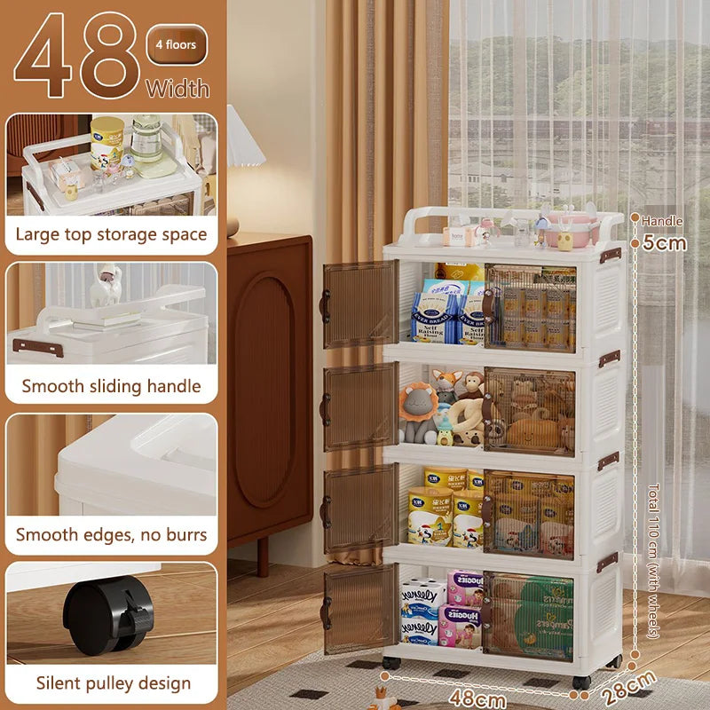 Foldable Home Storage Cabinet for Bathroom And Kitchen Multi-layer Floor-standing Shelf Desktop Organizer for Living Room Gap