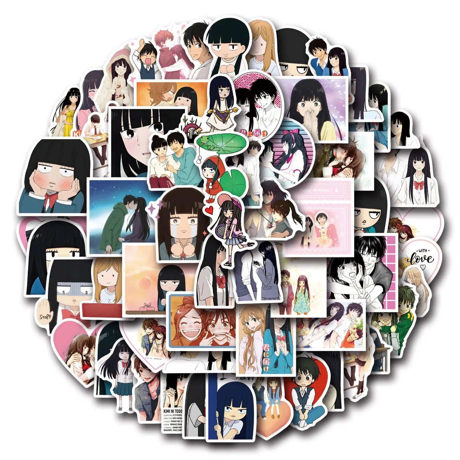 55Pcs Cartoon Kimi Ni Todoke Graffiti Stickers DIY Suitcase Phone Luggage Skateboard Waterproof Decals Kids Toy