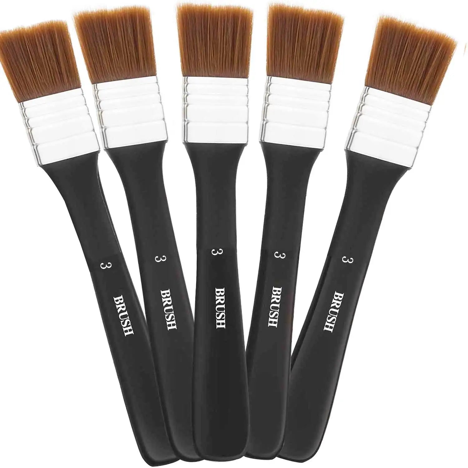 5/1Pcs Flat Paint Brushes - Soft Nylon Brush Set for Acrylic, Watercolor, Canvas Painting - Artist's Craft Varnish Brushes