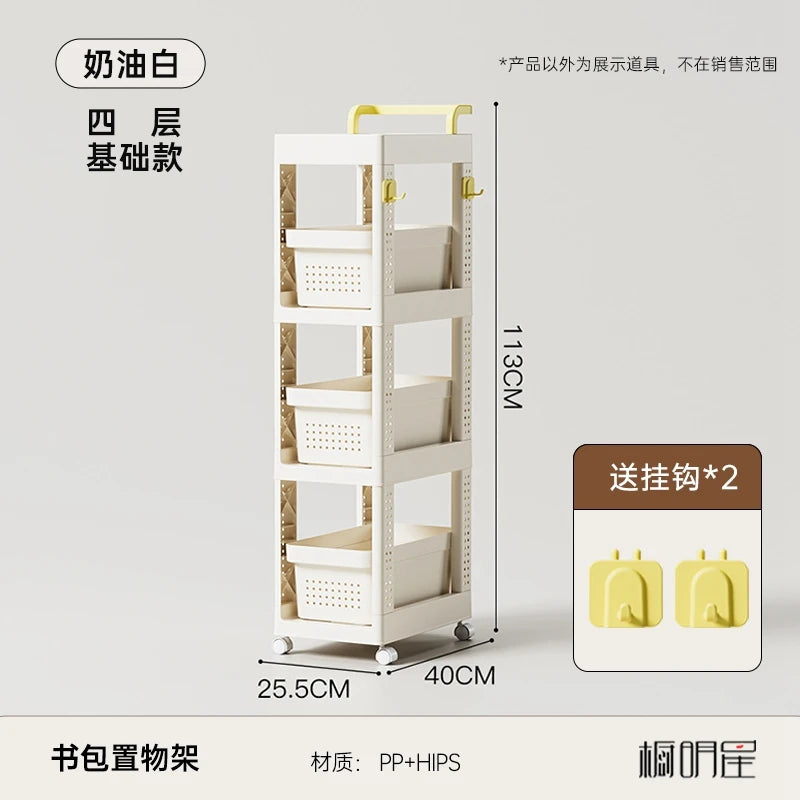 Mobile Bookshelf with Wheels Student Desk Organizer Office Book Storage Stand Layered Floor Standing Shelf for Home And Office