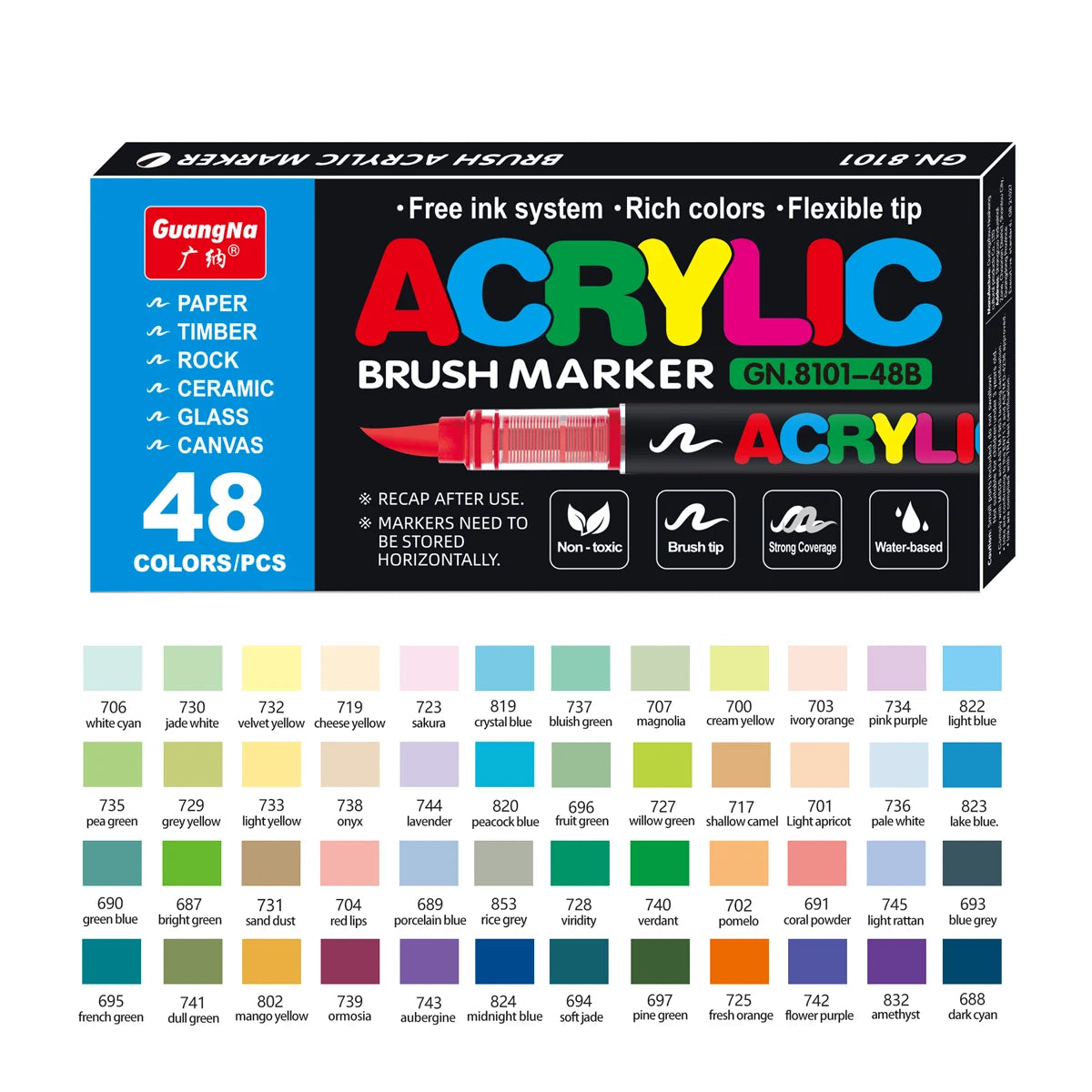 12-120 Colors Waterproof Acrylic Marker Pens with Soft Brush Nib,  Students' Art on Glass, Stone, Metal, Wood, Plastic &Paper
