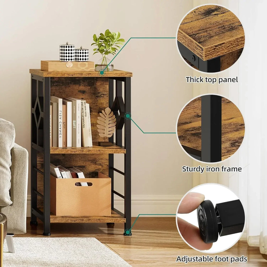 -Small Bookshelf, 3 Tier Farmhouse Bookshelf With Storage,Short Bookshelf For Small Spaces,Mini Shelf Stand,Open Bookcase
