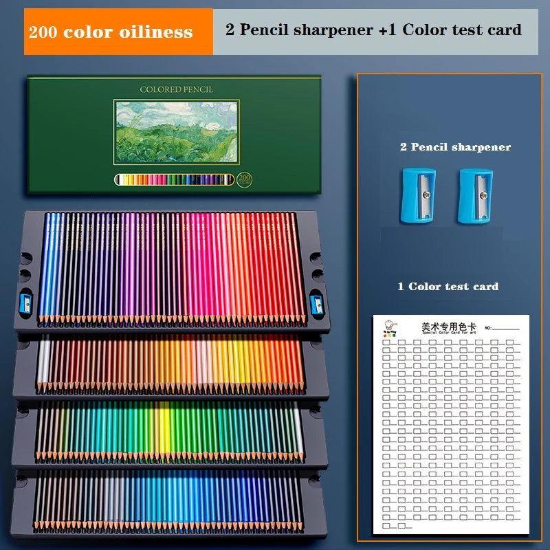 Drawing Colored Pencils Professional Set of 48/72/120/150/200, Water soluble/Oilbase Art Supplies for Coloring Blending Layering