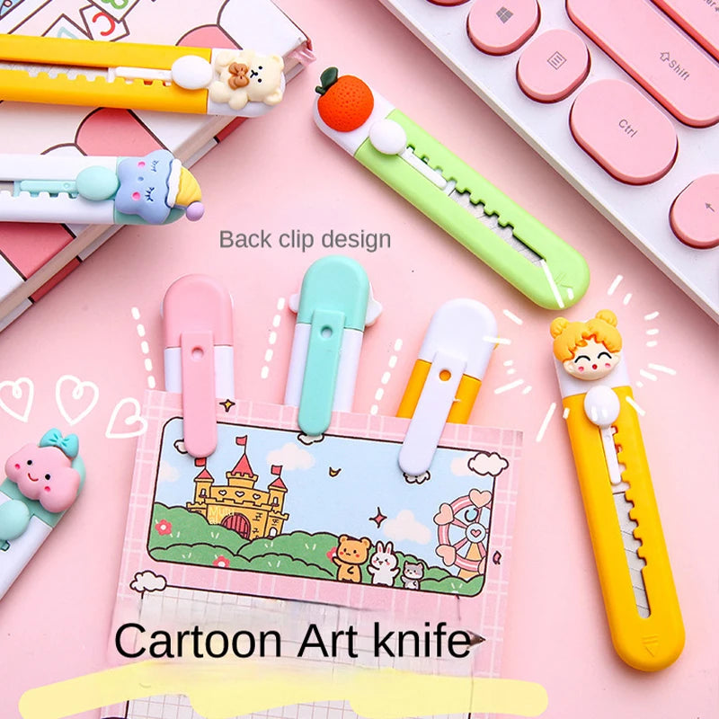 Mini Cute Art Knife Portable Parcel Unpacking Knife Office Paper Cutting Hand Knife Student Stationery Supplies