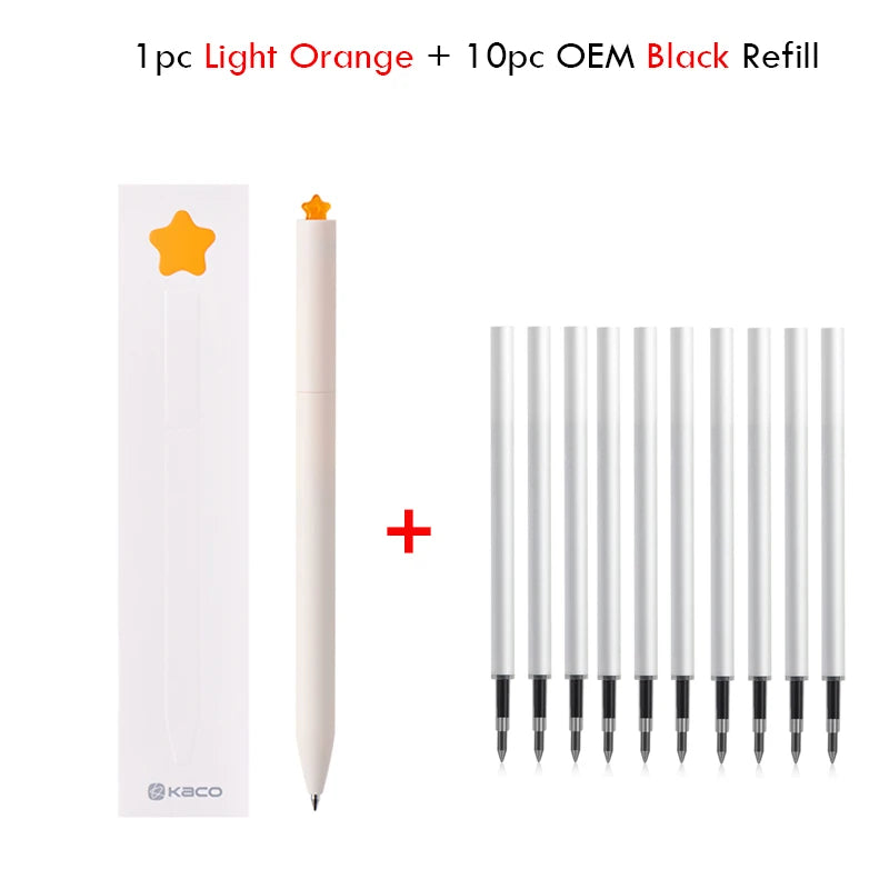 KACO Kawaii Rotate Gel Pen канцелярия 0.5MM Black Ink Fluent Writing Canetas High Capacity Boligrafo School Office Stationery