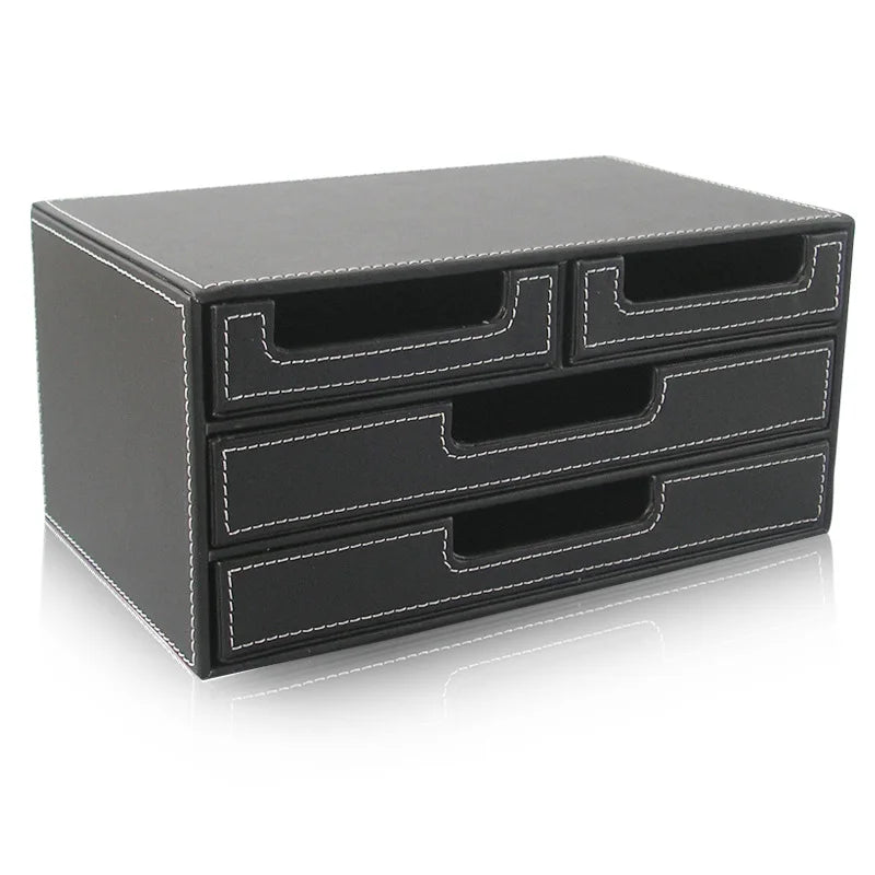 File Cabinet Multi Functional Office Desktop Bill Voucher Storage Cabinet Leather Creative Small Item Storage Box