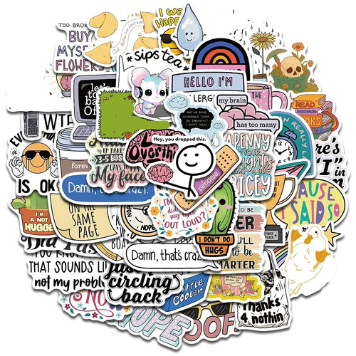 50PCS Sarcastic Sticker Aesthetic Kawaii Scrapbook Graffiti Decoration Laptop Luggage Phone Skateboard  Waterproof DIY Sticker