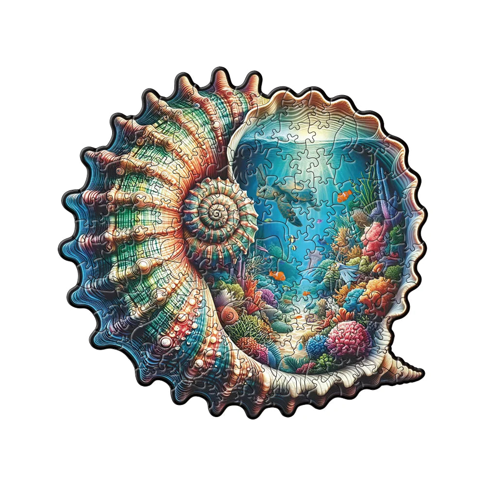 Seashell Wooden Puzzle for Adults Game Whimsy Coastal Ocean Decor Wood Jigsaw Art  Puzzle Board Educational Christmas Gifts Toys