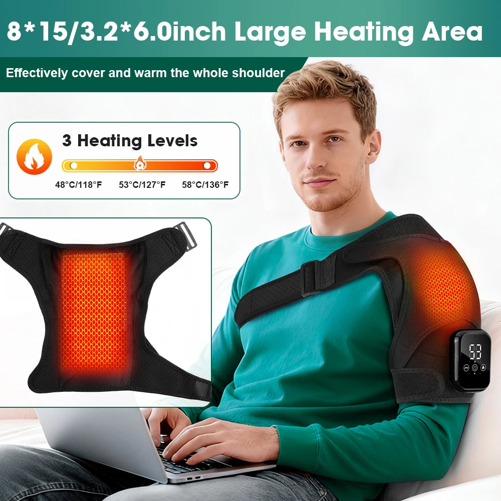 Ruza Online Cordless Heating Shoulder Massager Belt – Electric 3-Mode Vibration Shoulder Brace, Heated Shoulder Support Wrap, Arm Muscle Relaxation Therapy, Pain Relief & Recovery Support