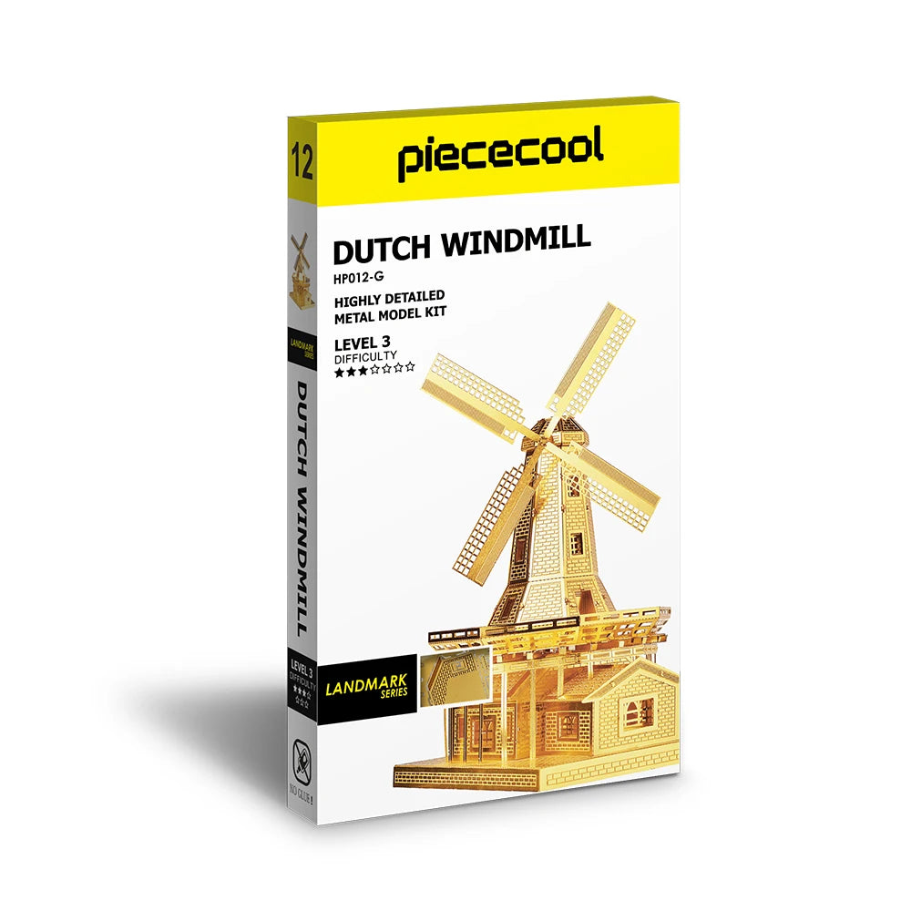 Piececool 3D Metal Puzzles Dutch Windmill Assembly Model Kits for Adult DIY Toys Building Kit Jigsaw Teen Gift