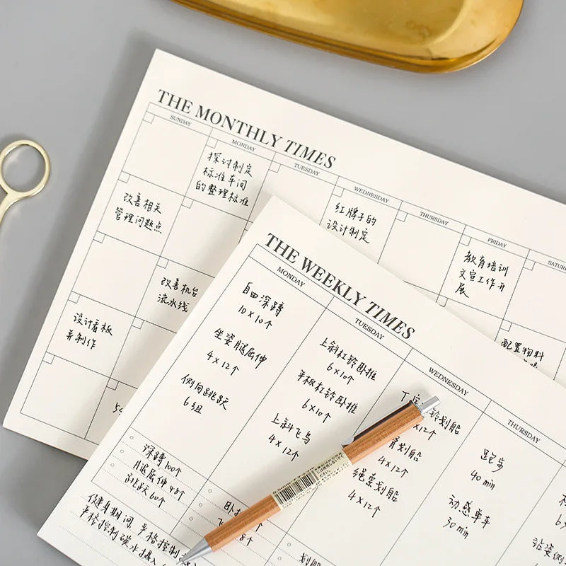 Weekly Planner Monthly Undated Agenda A5 Notebook Schedules Study Planner Korean Stationery Office School Supplies