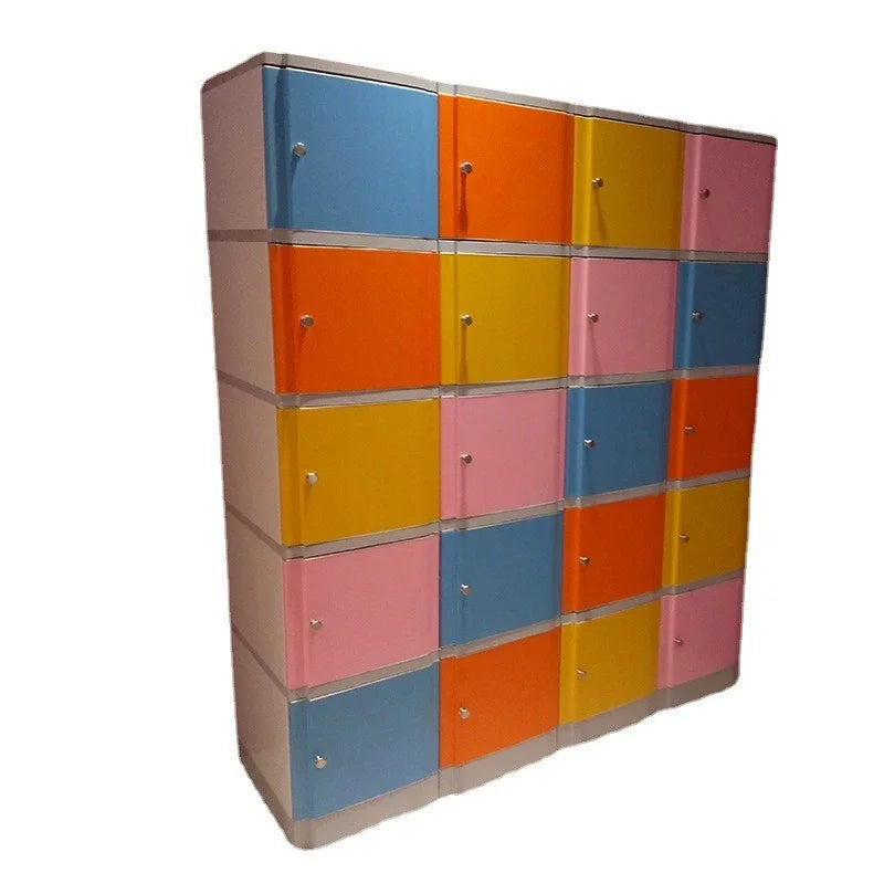 All-plastic office file storage cabinet with lock locker 3 doors multi-layer storage plastic locker