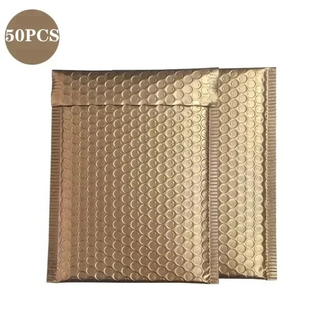 50Pcs Holographic Bubble Mailer Rose Red Mailing Envelope Waterproof Courier Bag Padded Bubble Envelopes Pack Bag for Shipping