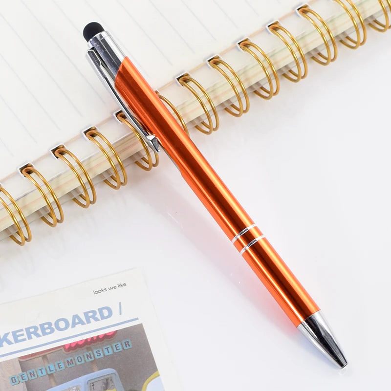5Pcs Customized Logo Metal Ballpoint Pen Personalized Engraving Name Student Teacher Gift TouchScreen Stationery Office Supplies
