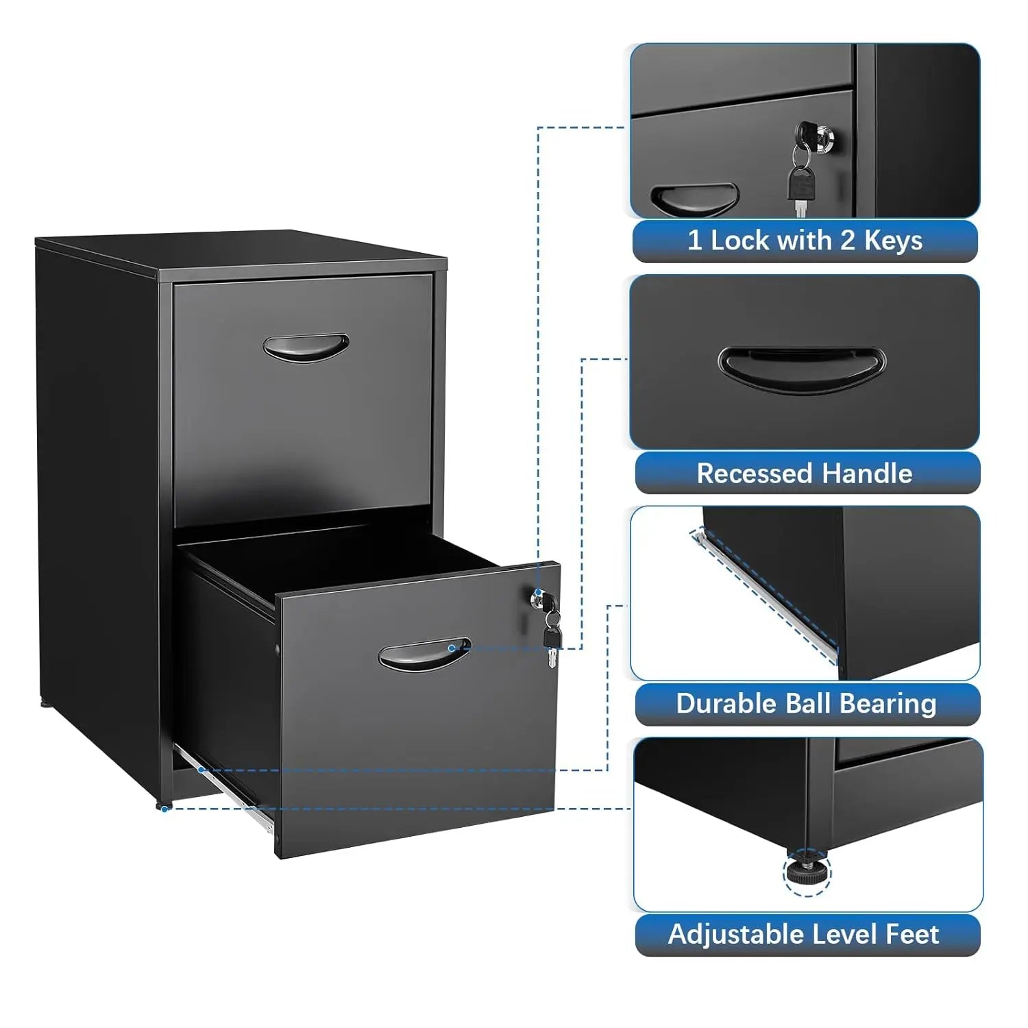 2 Drawer File Cabinet with Lock, Metal File Cabinets for Home Office, Two Drawer Locking Filing Cabinet, Small File, Customized