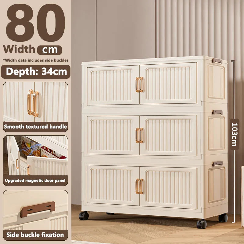 Thickened MultiFunctional Storage Cabinet with Double Doors for Home Living Room Multiple Layers Room Organizer for Miscellaneou