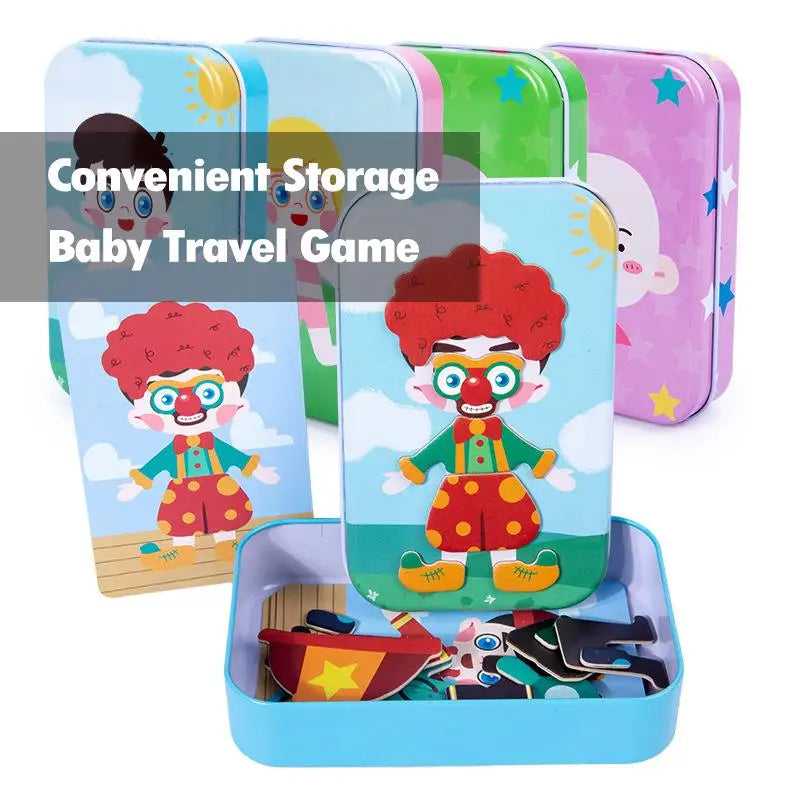 Magnetic 3D Puzzle Dress Up Expression Travel Tin Box Jigsaw Game Imagination Toys Gifts For Girls