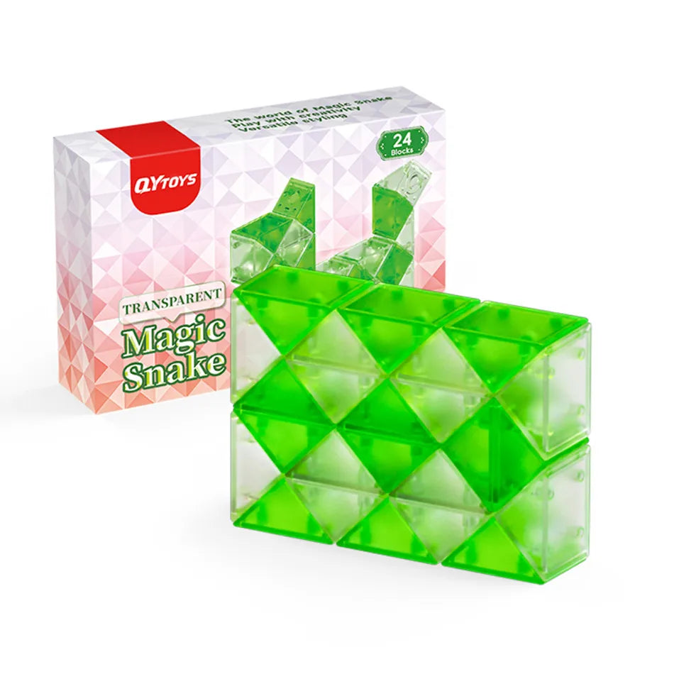 QiYi Magic Ruler Crystal Clear Glass Color 24/36/48/60/72 Segments cubo magico Snake Twist Cube Educational Toy For Kids Gift