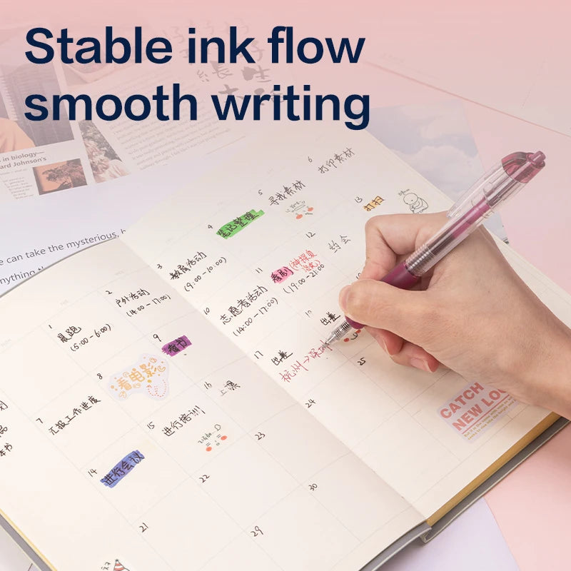 Deli 6/12 Color Gel Pen Set 0.5mm Journal Marking Pens for Planning Drawing & School Supplies Smooth Writing Gel Ink Pens